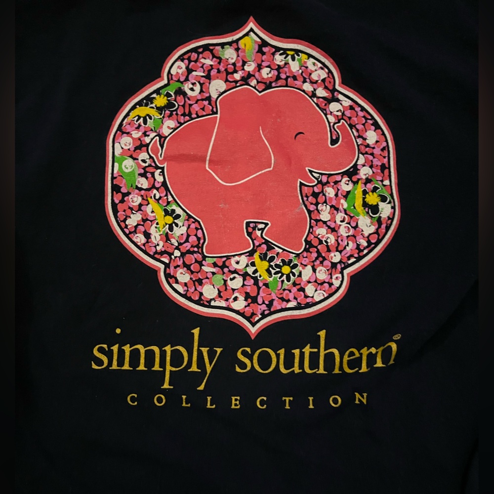 Simply Southern Girls Ling Sleeve Elephant Tee Shirt, size small (youth)